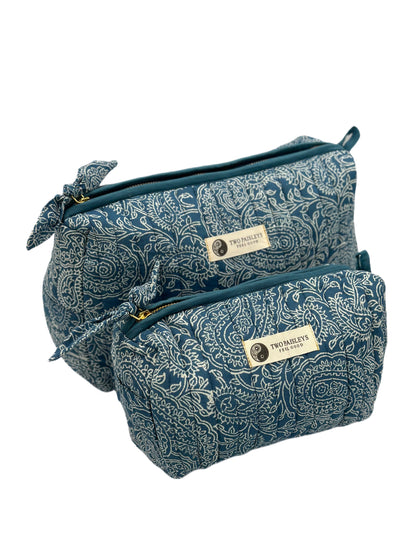 Indigo Paisley Quilted Wash Bag