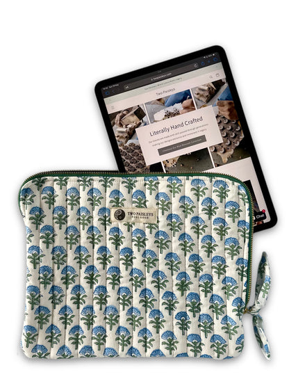 Blue Blossom Quilted iPad Tablet Cover