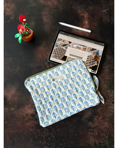 Blue Blossom Quilted iPad Tablet Cover