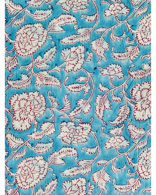 Blue Belle Cotton Block Print Sewing Craft Fabric