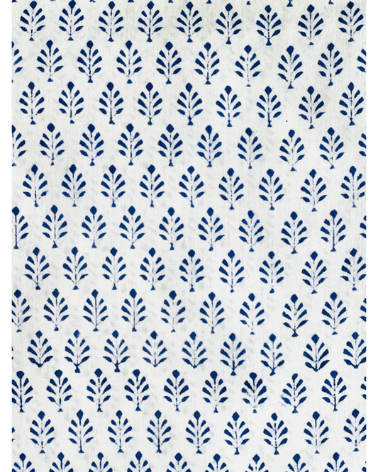 Blue Ivy Floral Cotton Block Print Sewing Craft Fabric